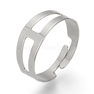 Adjustable 304 Stainless Steel Finger Ring Settings, Stainless Steel Color, Size: 8, 18mm(X-STAS-R094-18)