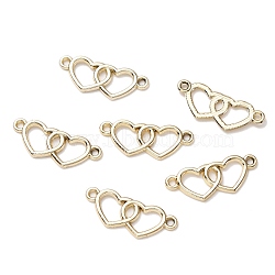 Alloy Connector Charms, Double Heart, Light Gold, 10.5x27x1.5mm, Hole: 1.6mm(FIND-TAC0009-94LG)