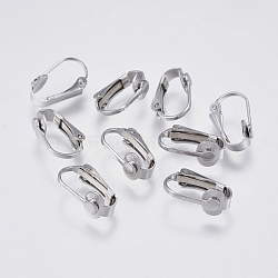 304 Stainless Steel Clip-on Earring Findings, Stainless Steel Color, 16x10x7mm(STAS-I097-025P)