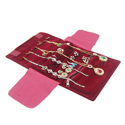 Velvet Jewelry Storage Bags, Portable Travel Jewelry Roll for Earrings, Bracelets, Necklaces Packaging, Rectangle, FireBrick, 29x16.5cm(PW-WG22889-01)