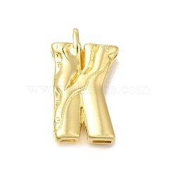 Rack Plating Brass Pendants, Glass Charms, Long-Lasting Plated, Cadmium Free & Lead Free, Real 18K Gold Plated, Letter K, 26x15x4.8mm, Hole: 2.5x2.8mm(KK-I721-02G-K)