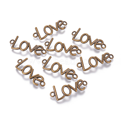 Tibetan Style Alloy Word Love Links connectors, Cadmium Free & Nickel Free & Lead Free, Antique Bronze, 16x40x2mm, Hole: 3mm, about 144pcs/396g(TIBE-Q035-009AB-NR)