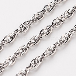 Tarnish Resistant 304 Stainless Steel Rope Chains, Soldered, with Spool, Stainless Steel Color, 3mm, about 32.8 Feet(10m)/roll(CHS-L015-10)