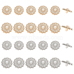 24Pcs 4 Style Zinc Alloy Rhinestone Shank Buttons, with Plastic Imitation Pearls, 1-Hole, Flower, Mixed Color, 17.5~19.5x17.5~19.5x10~10.5mm, Hole: 2mm, 6pcs/style(FIND-FG0002-91)