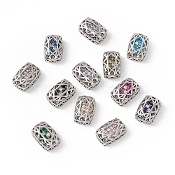 Eco-friendly Brass Micro Pave Cubic Zirconia Multi-strand Links, Rack Plating, Cadmium Free & Lead Free, Rectangle, Platinum, Mixed Color, 14x10x5mm, Hole: 1.2mm(KK-D076-02B-P)