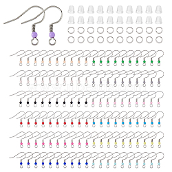 130Pcs 13 Colors 316 Surgical Stainless Steel Earring Hooks, Ear Wire, French Hooks with Coil and Ball, with 130Pcs 304 Stainless Steel Jump Rings and 130Pcs Plastic Ear Nuts, Mixed Color, 19.5mm, Hole: 2mm, Pin: 0.7mm, 10Pcs/color(STAS-FH0002-08)