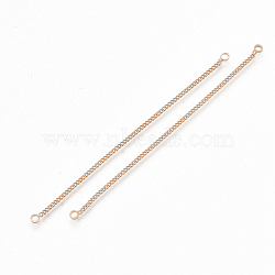 Brass Chain Links connectors, Rose Gold, 73~74x1x1mm, Hole: 1.6mm(KK-T044-01RG)