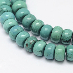 Natural Howlite Beads Strands, Rondelle, Dyed & Heated, 6.5x4mm, Hole: 1mm, about 101pcs/strand, 15.7 inch(40cm).(TURQ-P027-12)