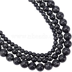 3 Sstrands 3 Style Synthetic Turquoise Beads Strands, Dyed, Round, Black, 4mm/6mm/8mm, Hole: 0.8~1.4mm, 1strand/style(G-NB0003-25)