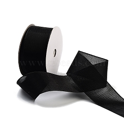 20 Yards Polyester Ribbon, for Gift Wrapping, Black, 1-1/2 inch(38mm), about 20.00 Yards(18.29m)/Roll(OCOR-Z005-01E)