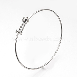 Adjustable 201 Stainless Steel Expandable Bangle Making, Stainless Steel Color, 2-3/4 inchx2-1/2 inch(70x65mm)(STAS-S073-13)