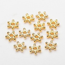 ABS Electroplated Snowflake Plastic Spacer Beads, Golden Plated, 7x2mm, Hole: 1.5mm, 11000pcs/500g(KY-I002-02A)