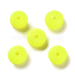 Opaque Resin Beads, Textured Rondelle, Yellow, 12x7mm, Hole: 2.5mm(RESI-B020-07T)