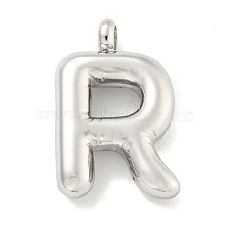 Non-Tarnish 304 Stainless Steel Pendants, Letter Charm, Stainless Steel Color, Letter R, 24.5x15.5x5.5mm, Hole: 3mm(STAS-C102-16P-R)