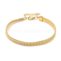 Ion Plating(IP) 304 Stainless Steel Herringbone Chain Bracelet, Golden, 8-5/8 inch(22cm)(BJEW-D028-02D-01G)