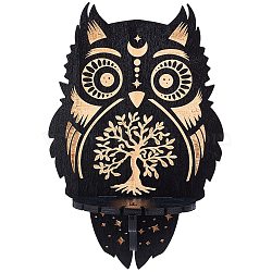 Poplar Wood Dowsing Pendulum Holders, Witch Hanging Crystal Holder, Owl Pattern, 74~229x45~150mm(AJEW-WH0377-006)