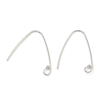 Brass Earring Hooks, Long-Lasting Plated, Rack Plating, Flat Ear Wire, Platinum, 37.5x37x3mm, Hole: 4x5mm, Pin: 1.5mm