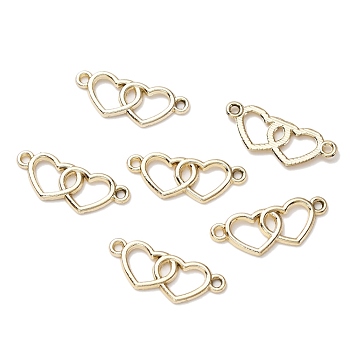 Alloy Connector Charms, Double Heart, Light Gold, 10.5x27x1.5mm, Hole: 1.6mm
