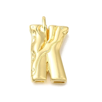 Rack Plating Brass Pendants, Long-Lasting Plated, Cadmium Free & Lead Free, Real 18K Gold Plated, Letter K, 26x15x4.8mm, Hole: 2.5x2.8mm