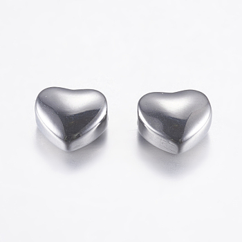 316 Surgical Stainless Steel Beads, Heart, Antique Silver, 8x9x5mm, Hole: 2.5mm