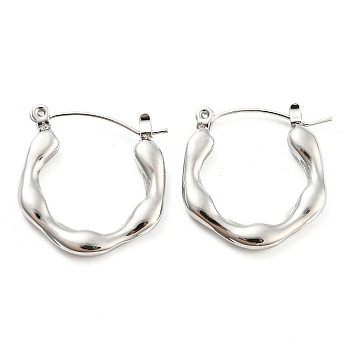 Wave Ring 304 Stainless Steel Hoop Earrings for Women, Stainless Steel Color, 22x21x3mm