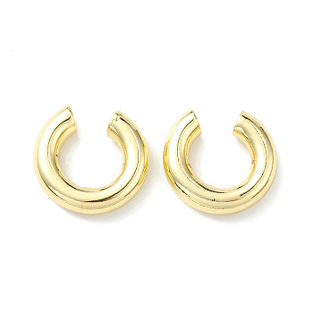Rack Plating Brass Ring Cuff Earrings for Women, Lead Free & Cadmium Free, Real 18K Gold Plated, 20x5.5mm