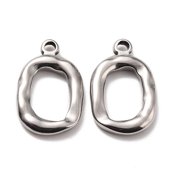 304 Stainless Steel Pendants, Oval, Stainless Steel Color, 18.5x12x2.5mm, Hole: 1.6mm