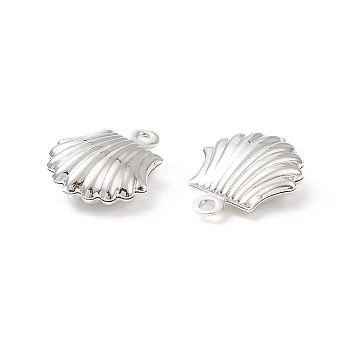 304 Stainless Steel Charms, Hollow Scallop Shape, Silver, 14x11x4.5mm, Hole: 1mm