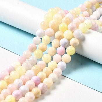 Natural Green Jade Beads Strands, Multi Color Yellow Theme Dyed, Round, Colorful, 6mm, Hole: 0.8mm, about 63pcs/strand, 14.57''(37cm)