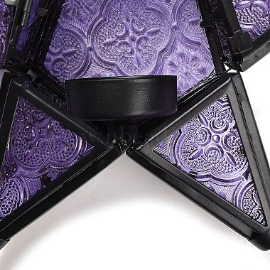 Pentagonal Star Embossed Glass Candle Holder(AJEW-NH0001-03A)-3