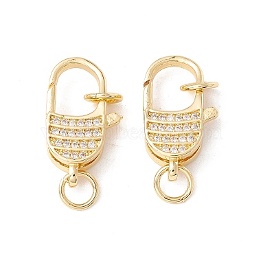 Real 18K Gold Plated Clear Others Brass+Cubic Zirconia Lobster Claw Clasps