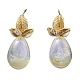 Brass with Glass Stud Earrings(EJEW-Q811-01KCG)-1