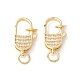 Brass Micro Pave Clear Cubic Zirconia Lobster Claw Clasps(ZIRC-P098-14G)-1