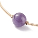 Natural Amethyst Round Beaded Bangle(BJEW-JB07840-03)-4