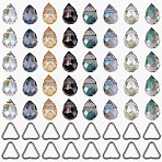DIY Pendants Kits, including Electroplated Glass Beads, 304 Stainless Steel Triangle Linking Ring, Mixed Color, 11x8mm, Hole: 1.2mm(DIY-SP0007-84)