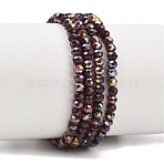 Electroplate Glass Beads Stradns, Round, Half Plated, Faceted, Purple, 3x2.5mm, Hole: 0.7mm, about 142pcs/strand, 14.02''(35.6cm)(EGLA-H114-02B-04)