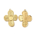 Ion Plating(IP) 304 Stainless Steel Pendant Cabochon Settings, Cross, Real 18K Gold Plated, Tray: 8.5mm, 36x26.5x2mm, Hole: 2mm(STAS-I671-13G)