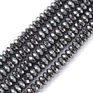 Non-Magnetic Synthetic Hematite Beads Strands, Faceted, Rondelle, Black, 3x6mm, Hole: 1mm(G-Q422)