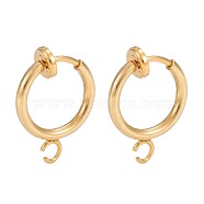 Brass Clip-on Hoop Earring Findings, for Non-pierced Ears, Cadmium Free & Lead Free, Real 18k Gold Plated, 15.5x11x1.5~4.5mm, Hole: 1.8mm(KK-P102-01G)