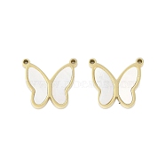 Natural Shell Charms, Ion Plating(IP) 304 Stainless Steel Butterfly Charms, Manual Polishing, Real 18K Gold Plated, 14x15x2mm, Hole: 1.2mm(STAS-P366-23B-G)