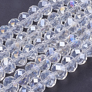 Electroplate Glass Beads Strands, AB Color Plated, Faceted, Rondelle, Clear AB, 12x8mm, Hole: 1mm, about 72pcs/strand(X-GR12MMY-01AB)