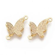 Brass Connector Charms, Textured, Nickel Free, Butterfly, Real 18K Gold Plated, 18x10.5x3.5mm, Hole: 1mm(KK-T050-22G-NF)