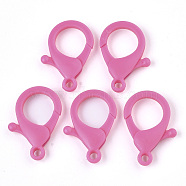 Plastic Lobster Claw Clasps, Hot Pink, 35x24.5x6mm, Hole: 3mm(X-KY-ZX002-12-B)