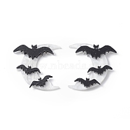 Opaque Acrylic Pendants, Moon with Bats Charms, Halloween Theme, White, 35.5x34x4mm, Hole: 1.6mm, 2pcs/set(SACR-P019-01)