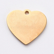 PVD Vacuum Plating 304 Stainless Steel Stamping Blank Tag Charms, Manual Polishing, Heart, Golden, 9x10x1mm, Hole: 0.8mm(STAS-G215-12-G02)