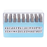 Chromium Stamps, Including Letter A~Z and Number, Blue, 62x7x7mm, 36pcs/box(AJEW-WH0126-60B)