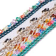 Handmade Opaque Acrylic Curb Chains, Twisted Chains, Mixed Color, 18.5~30x12~23.5x4~6mm, about 713~1020mm/pc(KY-XCP0001-15)