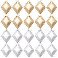 80Pcs 2 Colors Brass Charms, Rhombus, Platinum & Golden, 10.5x7.5x1.5mm, Hole: 1.2mm, 40pcs/color(KK-BBC0007-22)