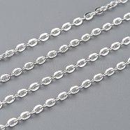 Iron Cable Chains, Unwelded, with Spool, Flat Oval, Popular for Jewelry Making, Important Decoration, Silver Color Plated, 3x2x0.6mm, about 32.8 Feet(10m)/roll(X-CH-S041-S-LF)