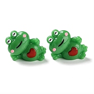 Cartoon Cute Resin 3D Frog Figurines, for Home Office Desktop Decoration, Sea Green, 28.5x37.5x19.5mm(RESI-Z024-01B)